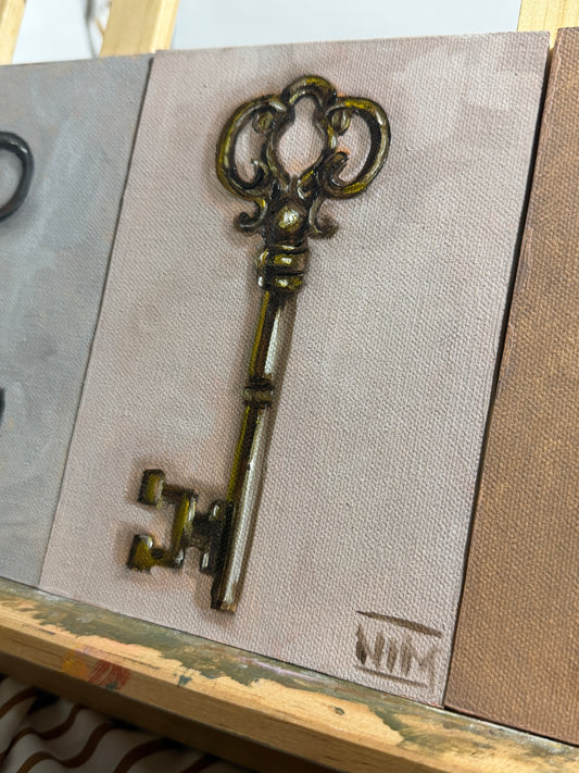 Antique Key 002 Original Oil Painting Artwork For Sale