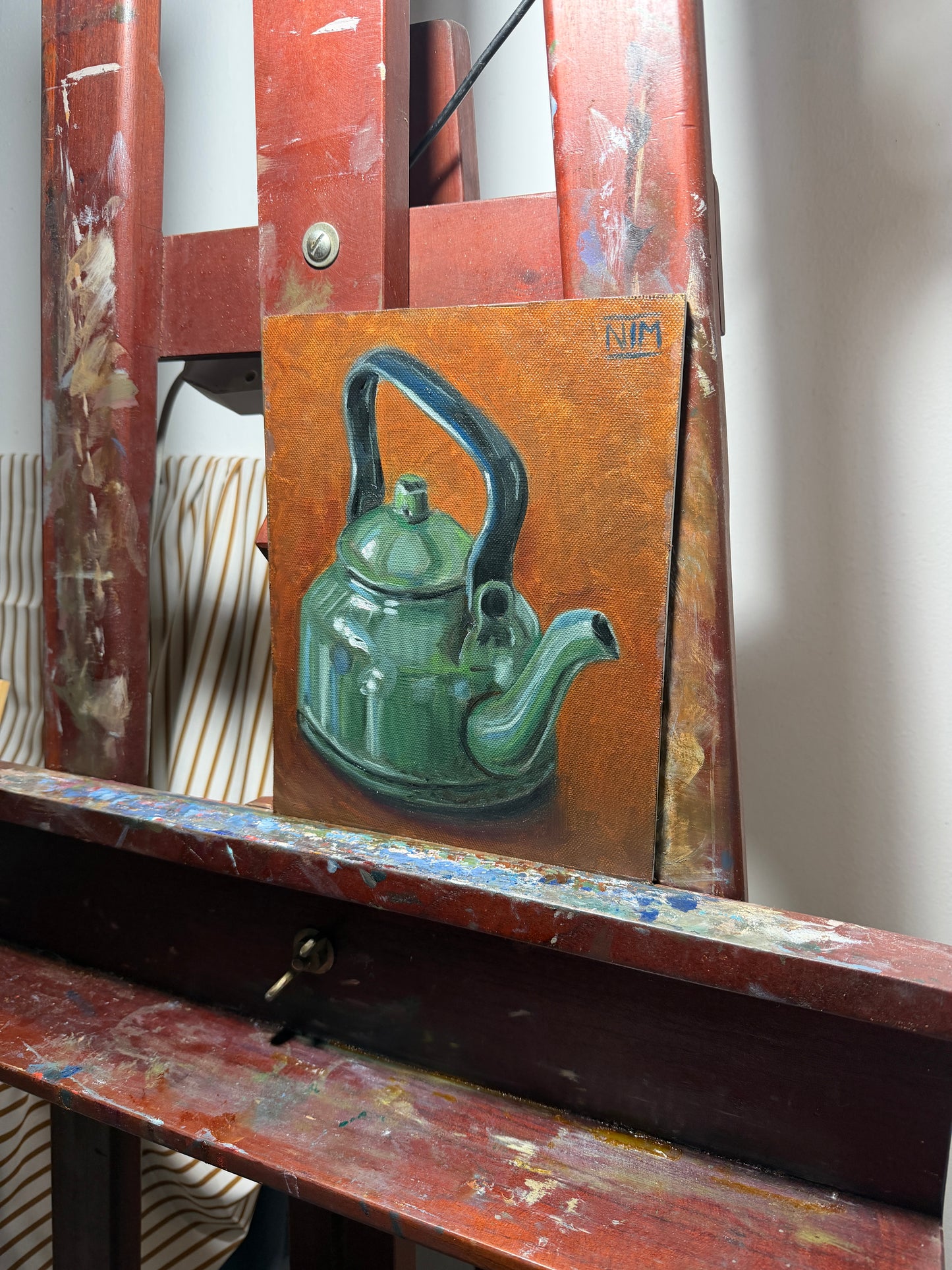 Green Kettle Original Oil Painting Artwork For Sale