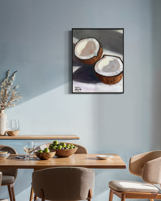 Coconut Halves Original Oil Painting Artwork For Sale