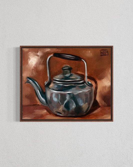 Silver Kettle Original Oil Painting Artwork For Sale