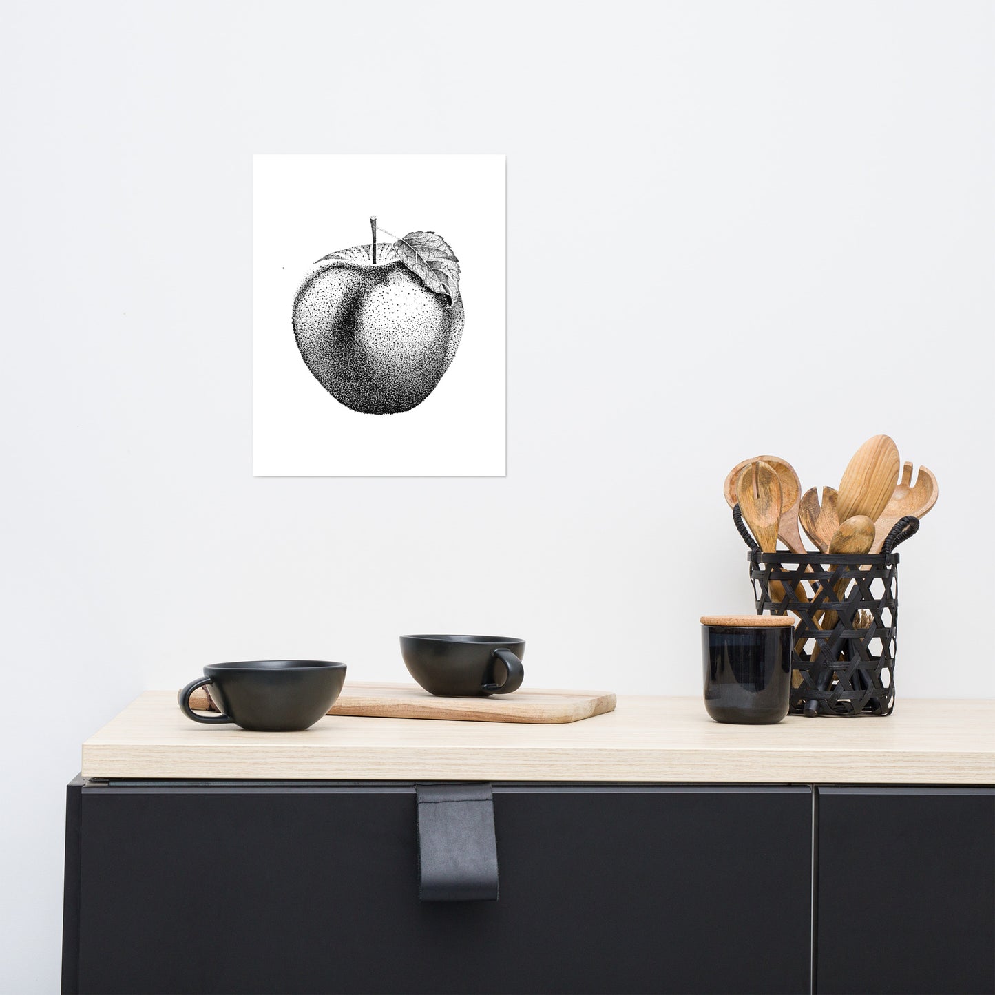 Apple Still Life Digital Stippling Artwork Art Print For Sale
