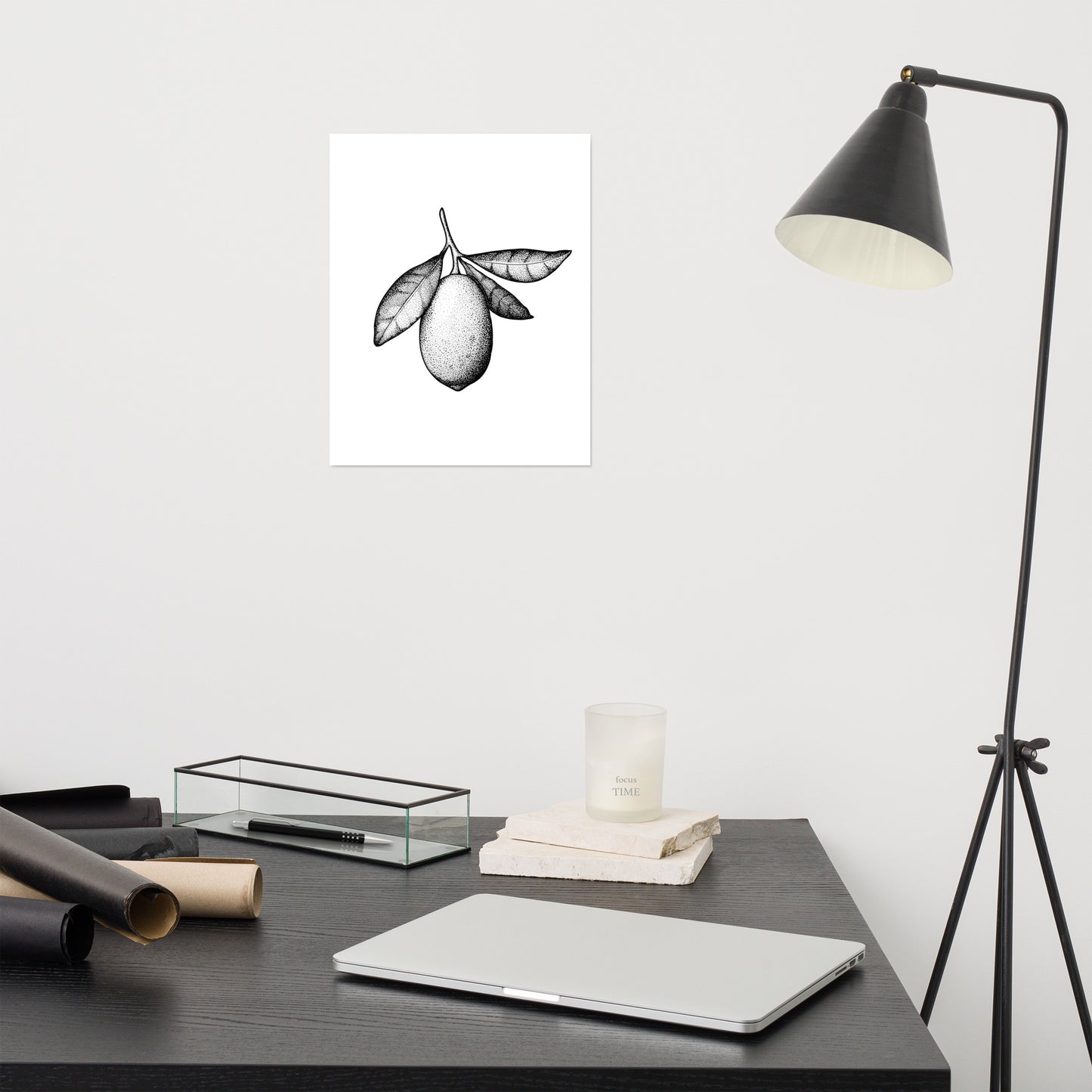 Lemon Digital Stippling Still Life Artwork Art Print For Sale