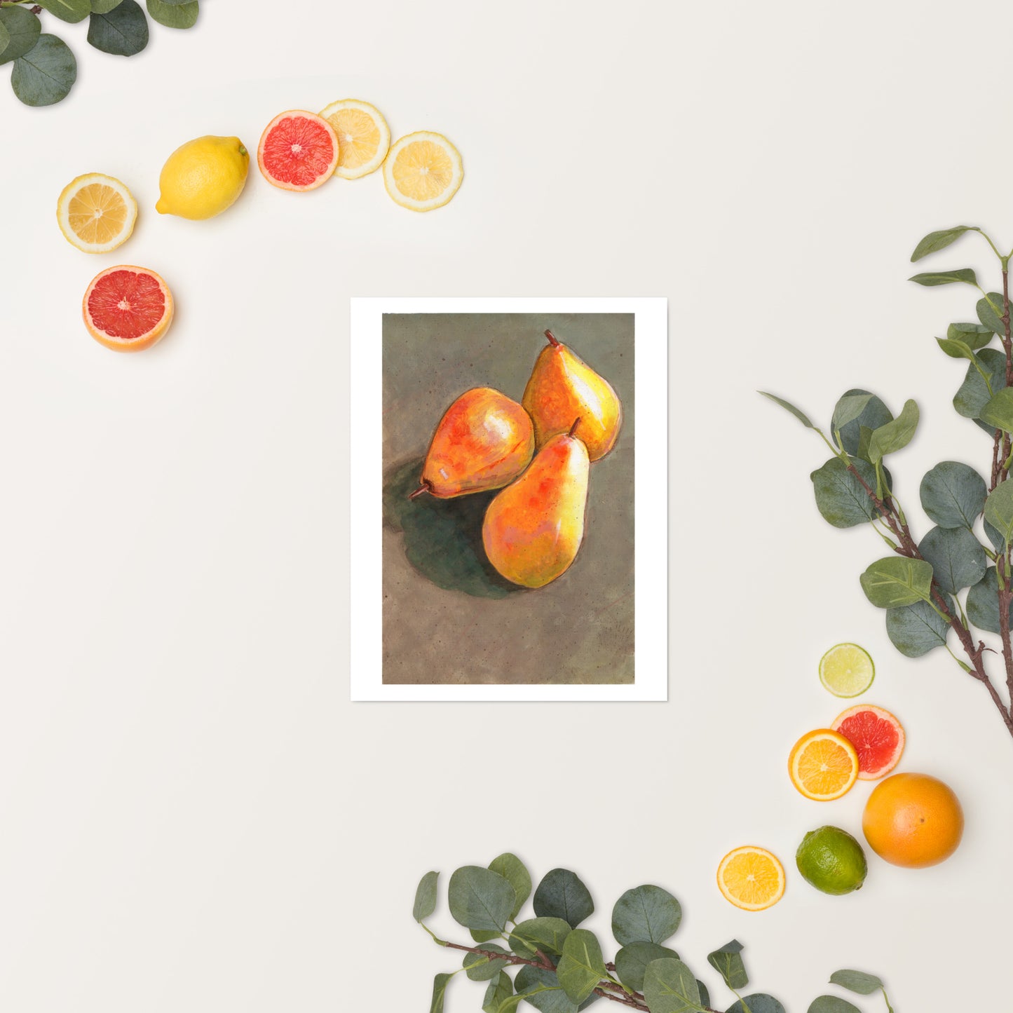 Pears Gouache Still Life Painting Artwork Art Print For Sale