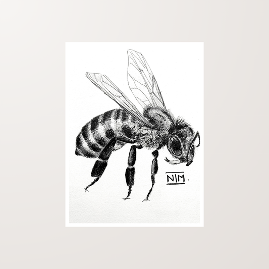 Bee Ink Pen Artwork Art Print For Sale