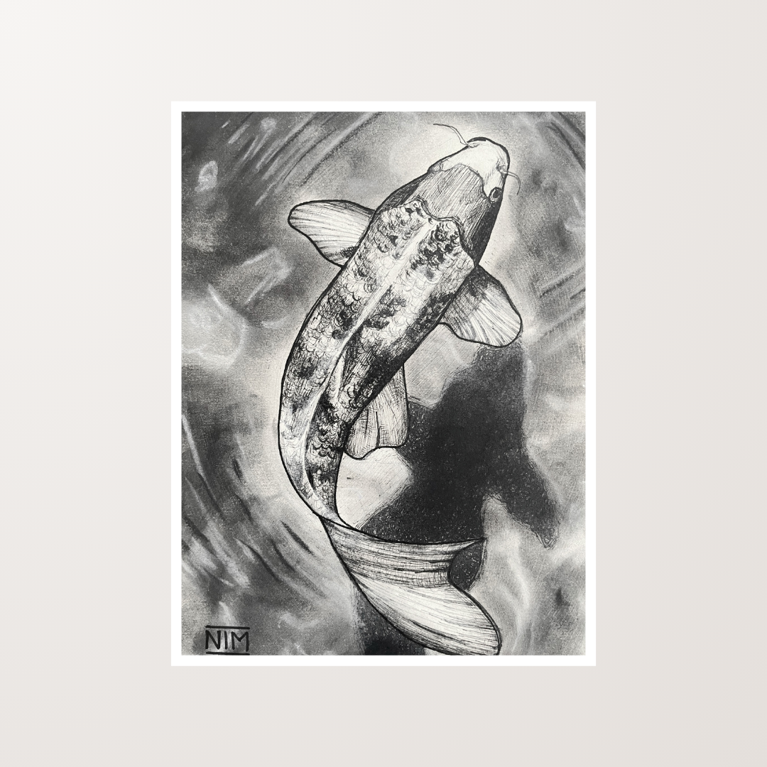 Koi Fish Mixed Media Artwork Art Print For Sale