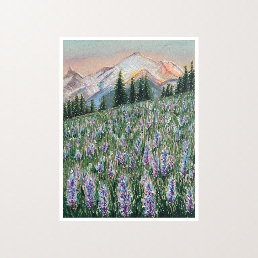 Lavendar Field Pastel Artwork Art Print For Sale