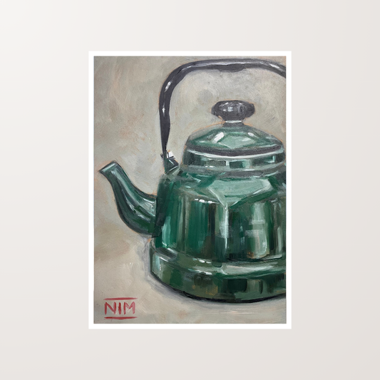 Green Kettle Oil Painting Artwork Art Print For Sale
