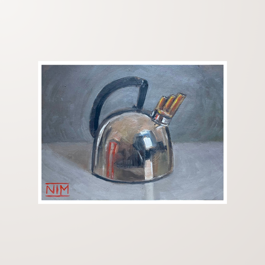 Silver Kettle Oil Painting Artwork Art Print For Sale
