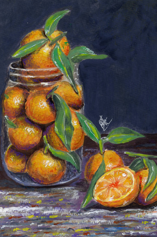 Mandarines - Original Gouache Painting