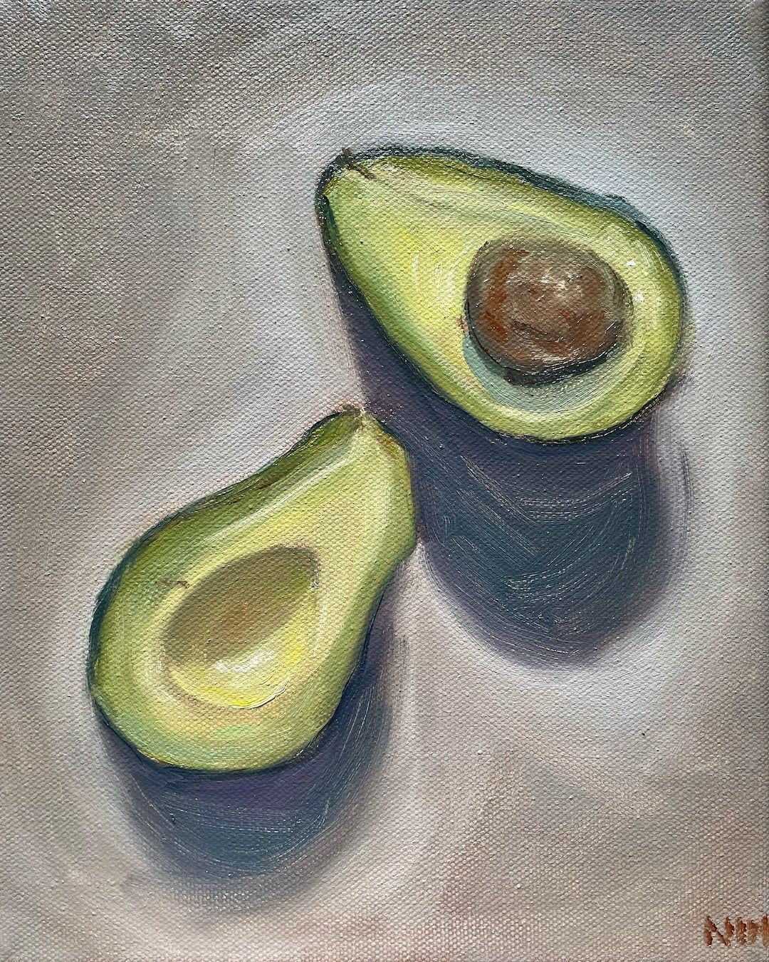 Avocado Original Still Life Oil Painting Artwork For Sale