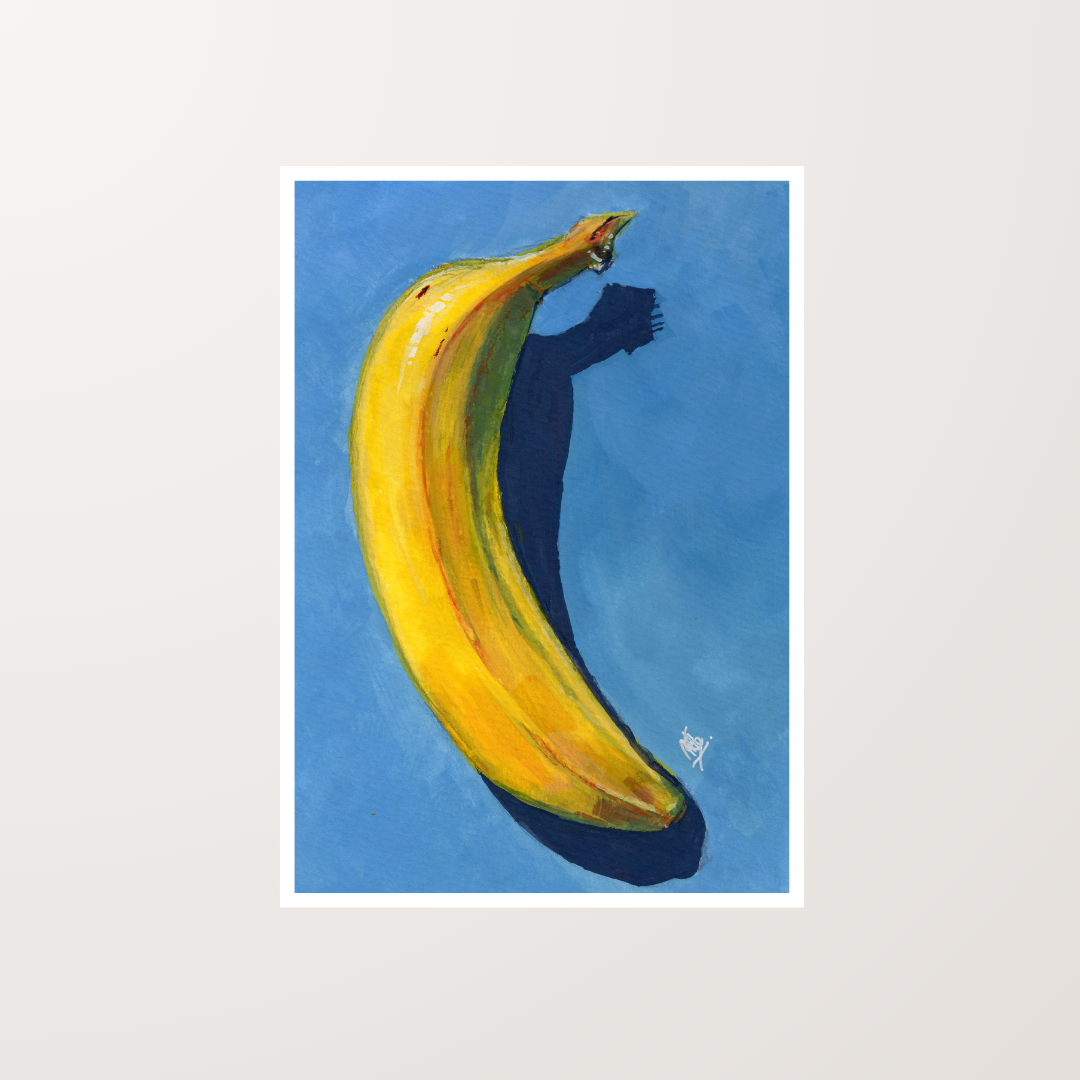 Banana Gouache Still Life Painting Artwork Art Print For Sale