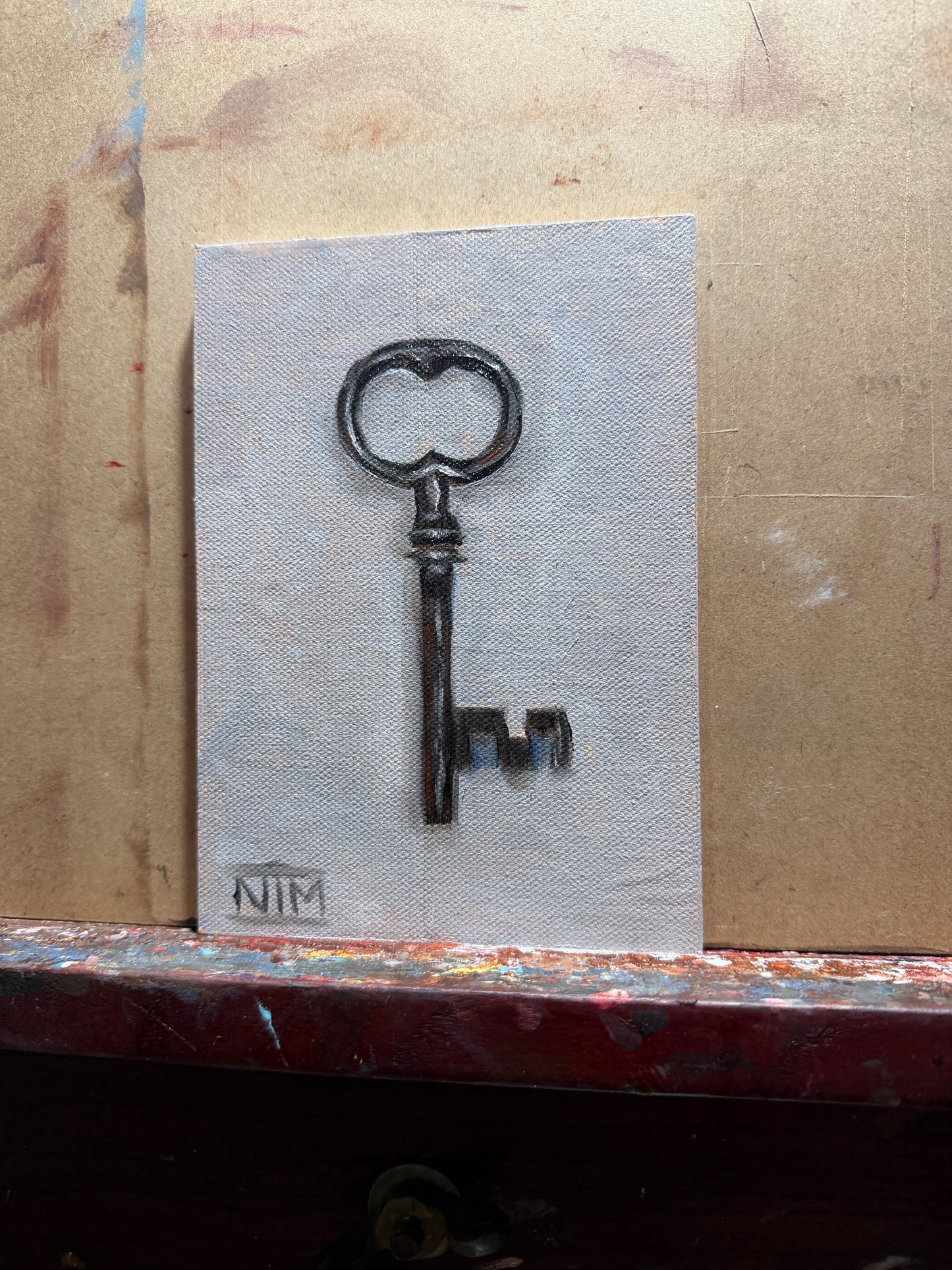 Antique Key Original Oil Painting Artwork For Sale