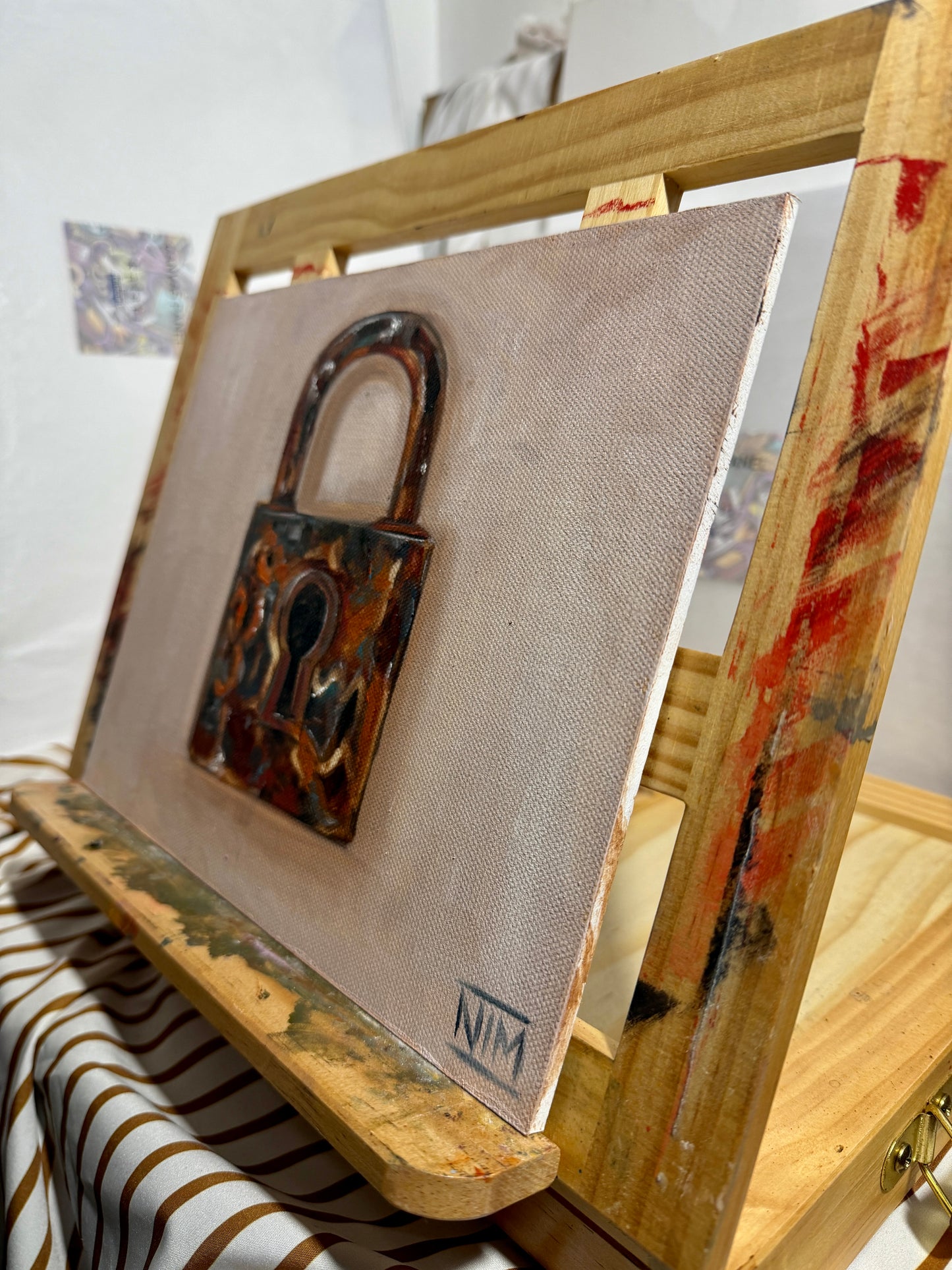 Rustic Lock Original Oil Painting Artwork For Sale