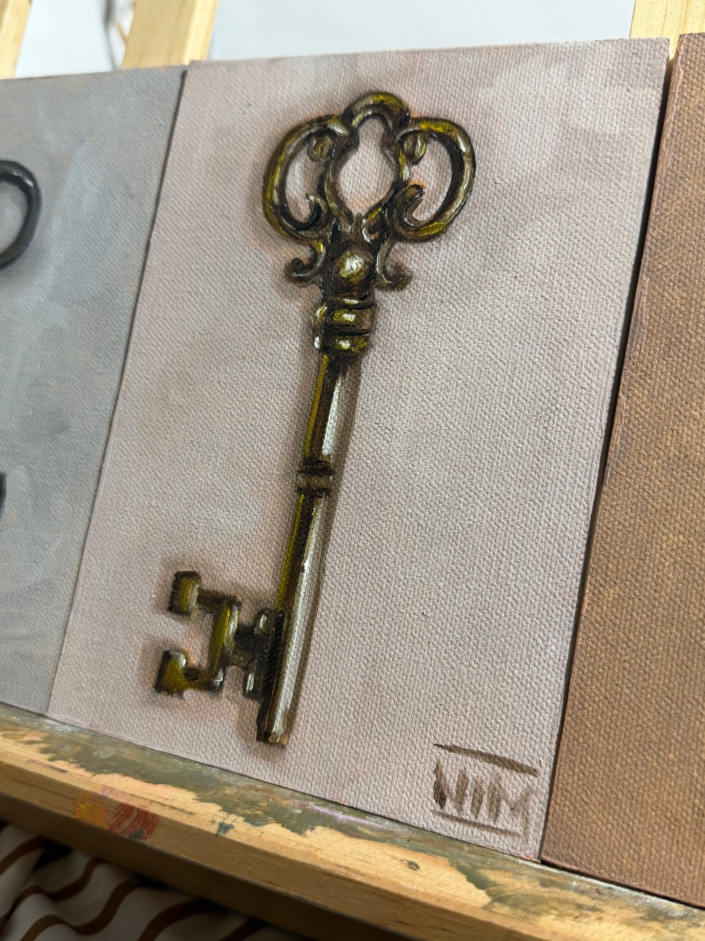 Antique Key 002 Original Oil Painting Artwork For Sale