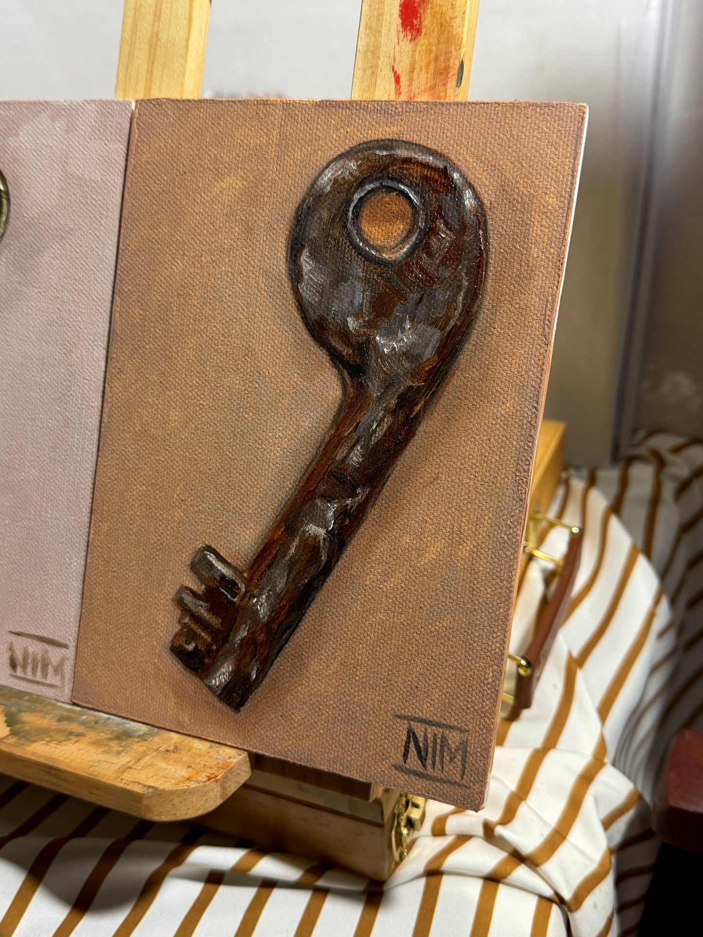 Antique Key 003 Original Oil Painting Artwork For Sale
