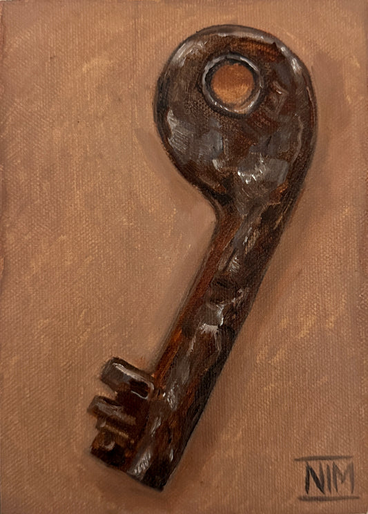 Antique Key 003 Original Oil Painting Artwork For Sale