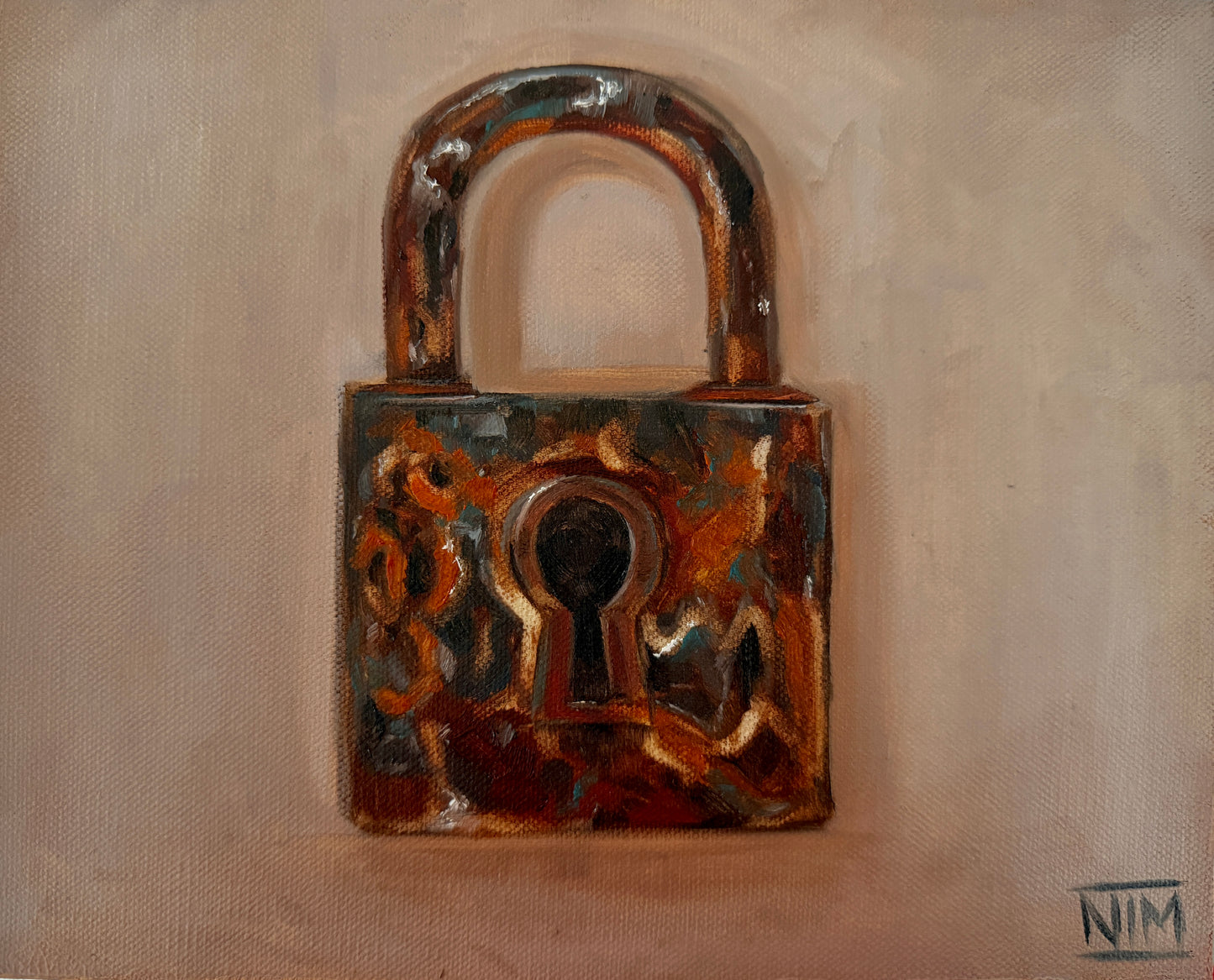 Rustic Lock Original Oil Painting Artwork For Sale