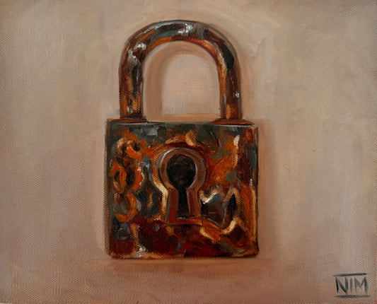 Rustic Lock Original Oil Painting Artwork For Sale