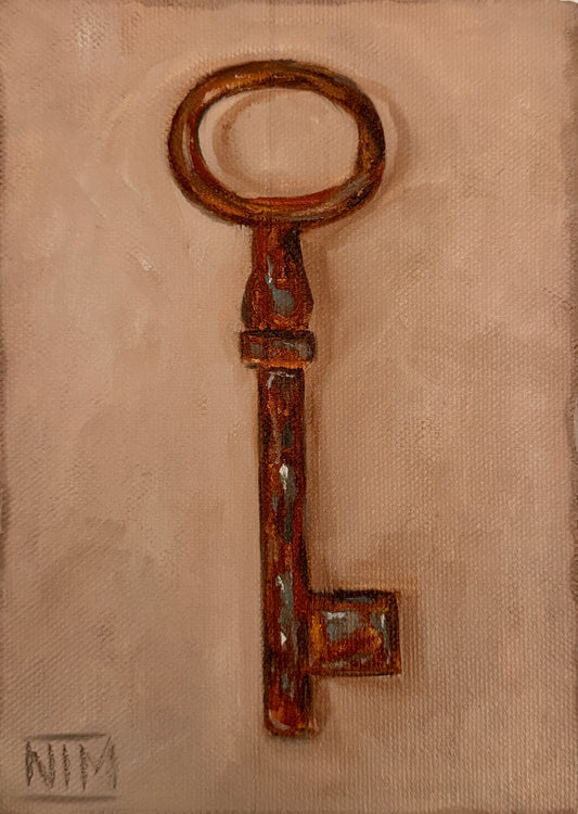 Antique Key 004 Original Oil Painting Artwork For Sale