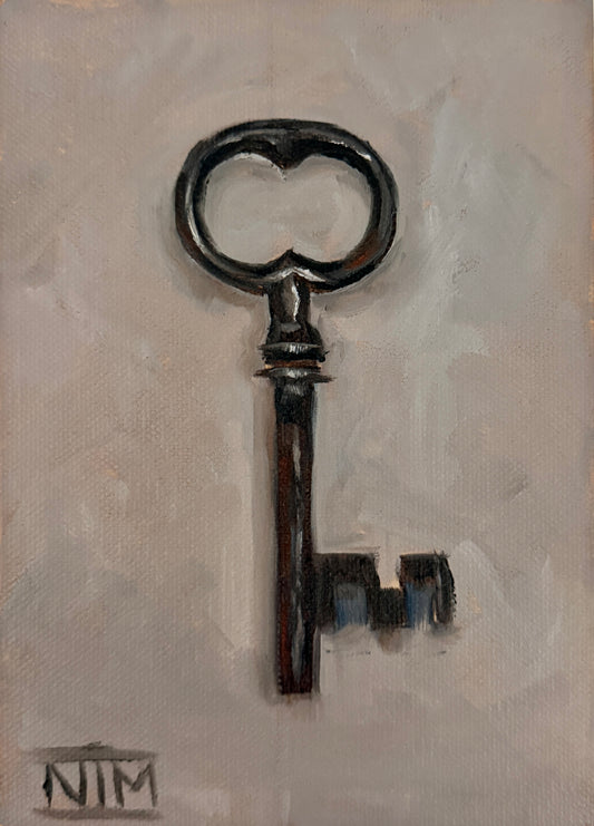 Antique Key Original Oil Painting Artwork For Sale