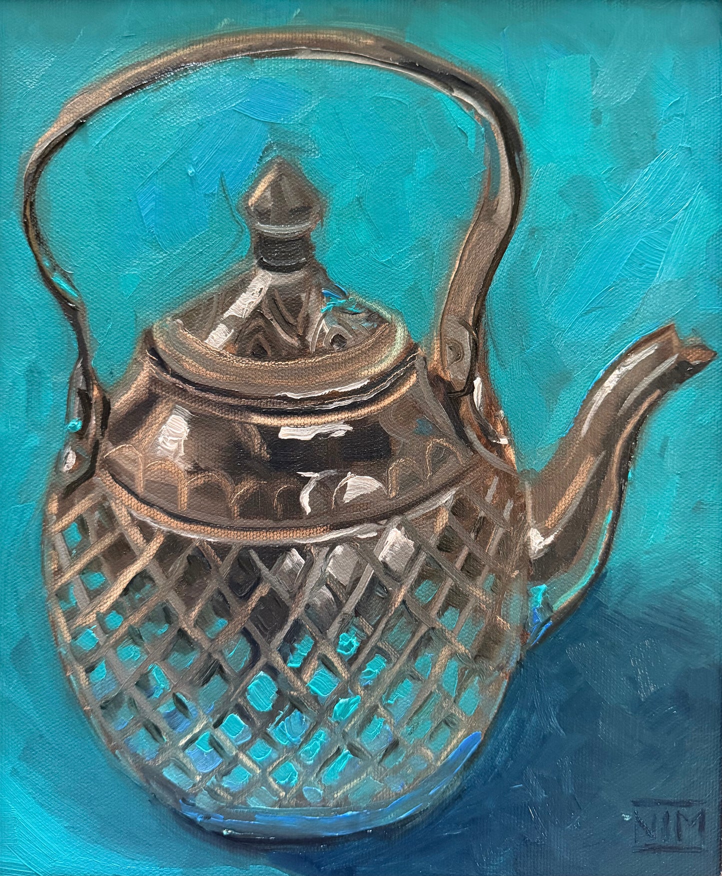 Silver Kettle Original Oil Painting Artwork For Sale