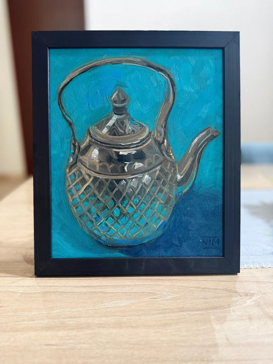 Silver Kettle Original Oil Painting Artwork For Sale