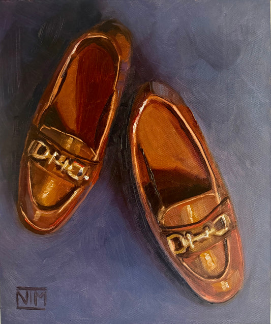 Brown Loafers Original Oil Painting Artwork For Sale