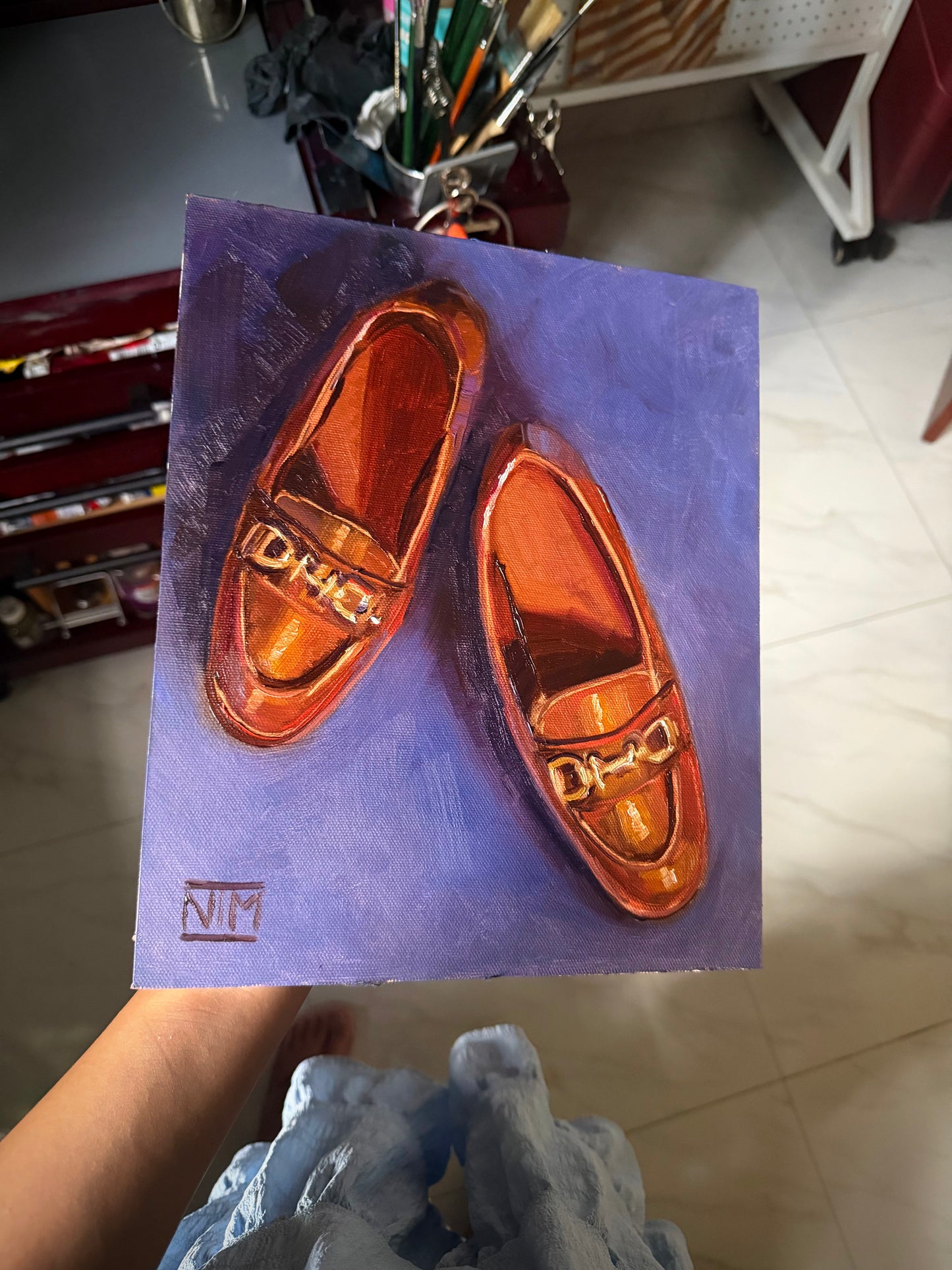 Brown Loafers Original Oil Painting Artwork For Sale