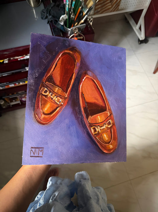 Brown Loafers Original Oil Painting Artwork For Sale
