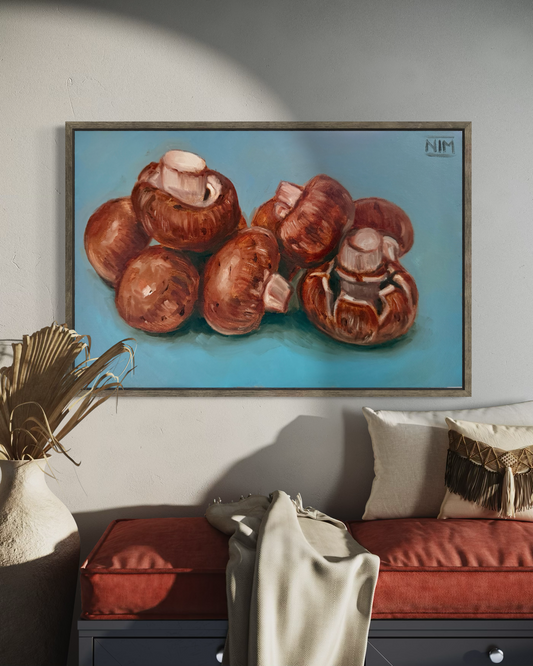 Button Mushrooms Original Oil Painting Artwork For Sale