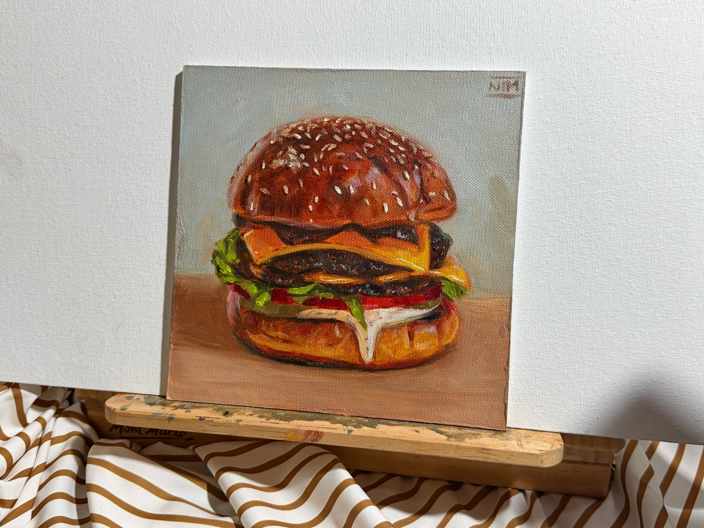 Hamburger Original Oil Painting Artwork For Sale