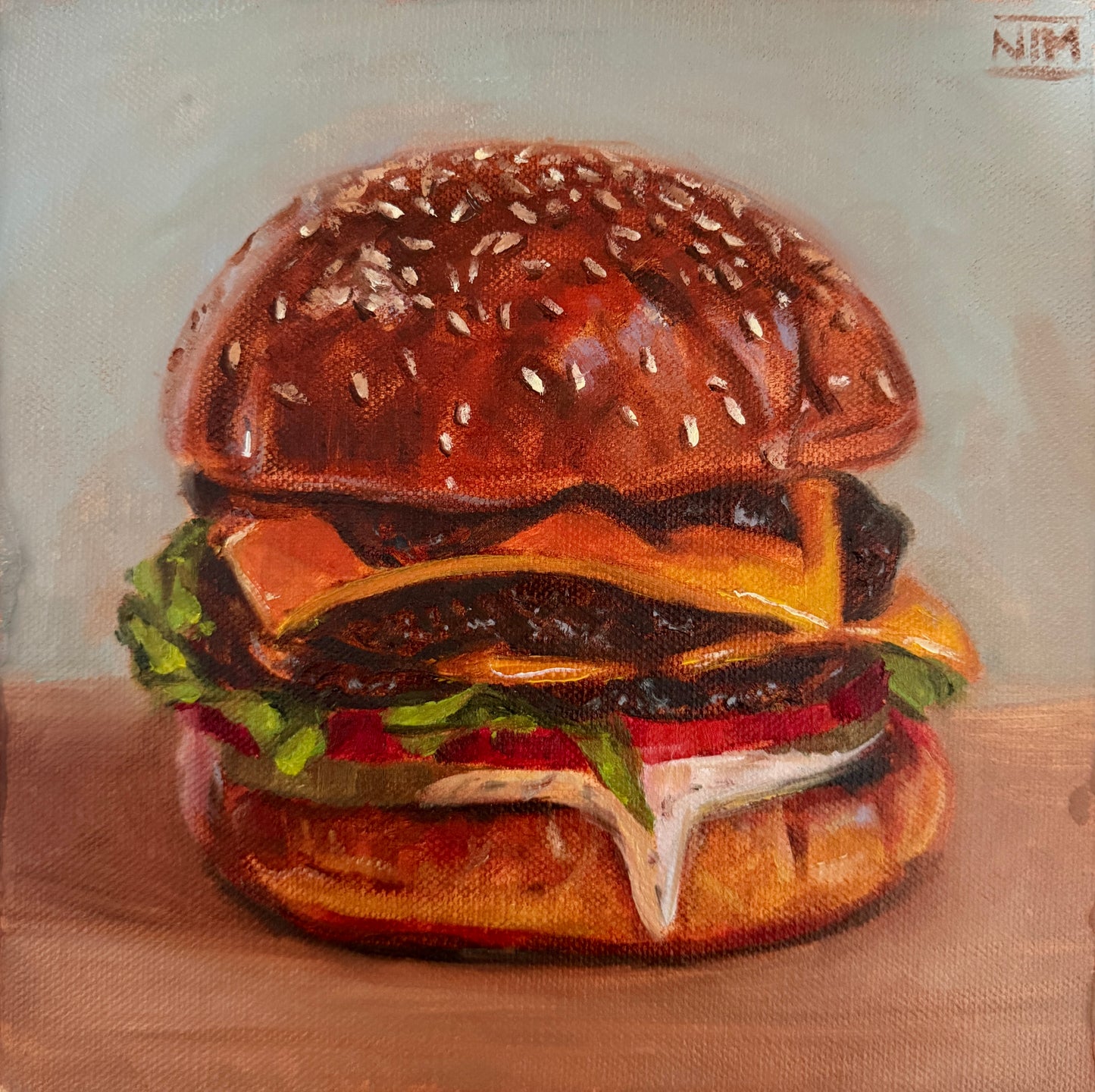 Hamburger Original Oil Painting Artwork For Sale