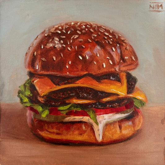 Hamburger Original Oil Painting Artwork For Sale