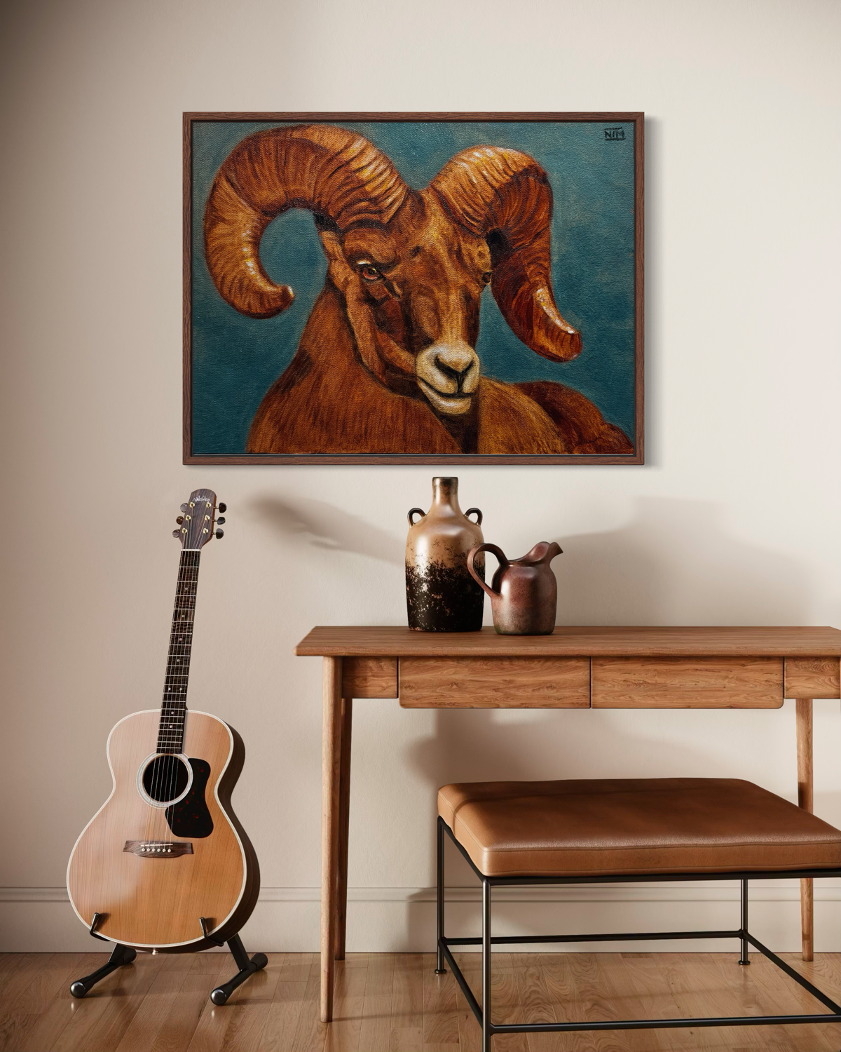 Ram Goat Original Oil Painting Artwork For Sale