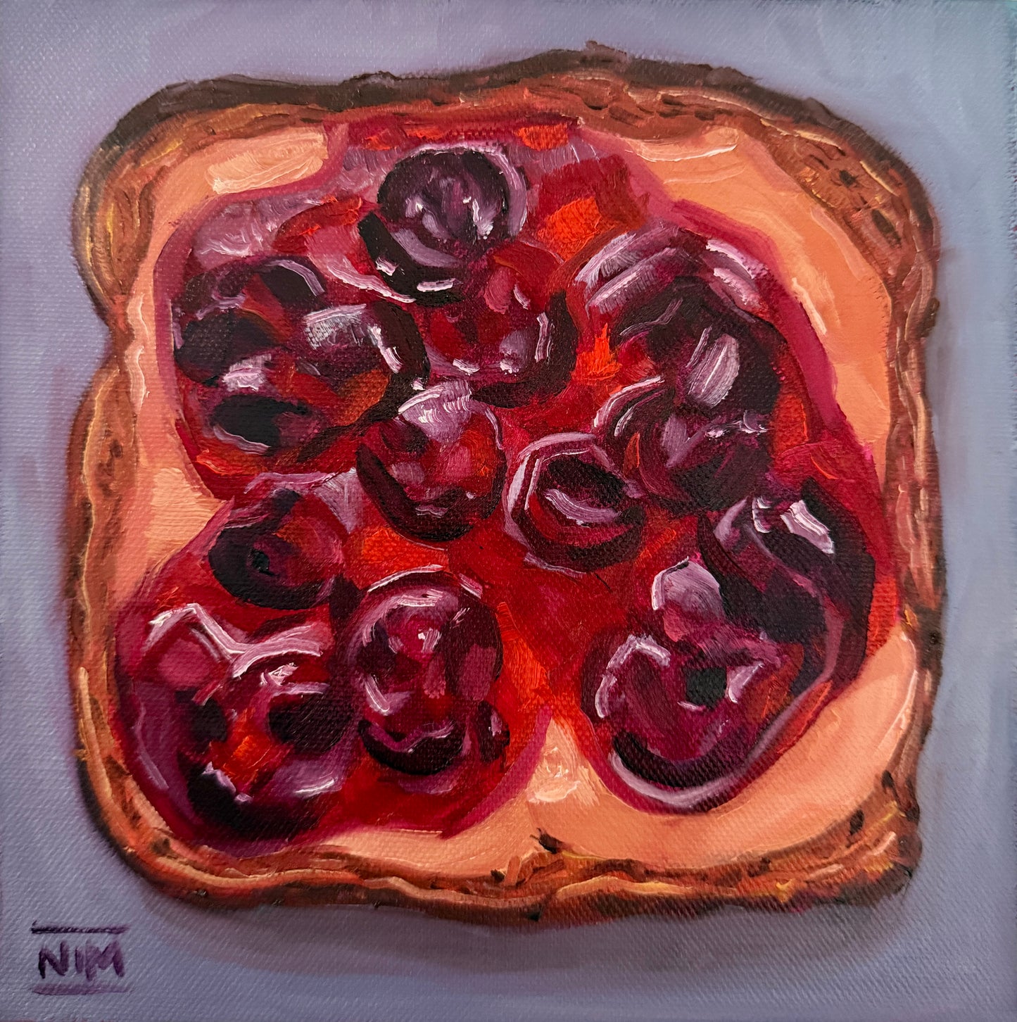 Blueberry Sandwich Original Oil Painting Artwork For Sale