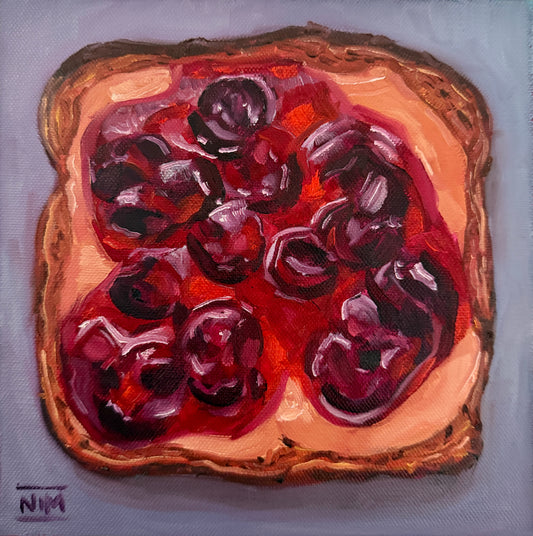 Blueberry Sandwich Original Oil Painting Artwork For Sale