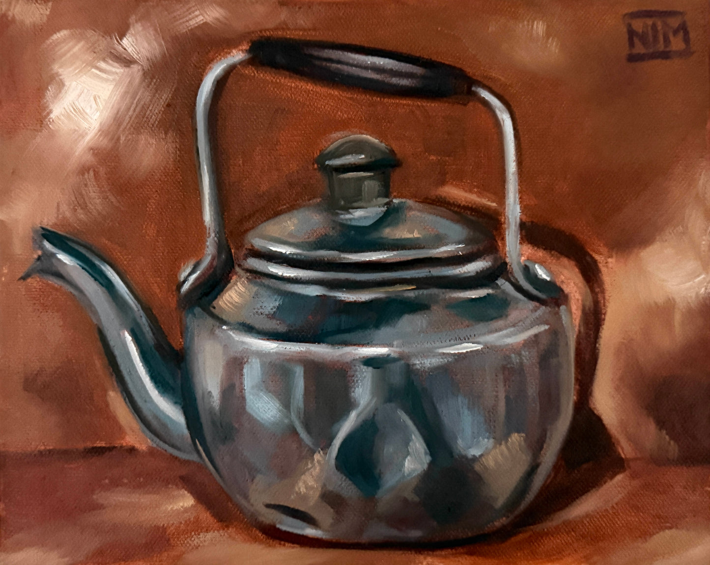 Silver Kettle Original Oil Painting Artwork For Sale