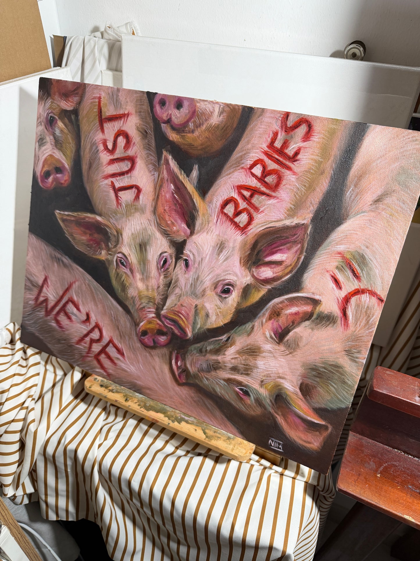 We Are Just Babies Original Oil Painting Artwork For Sale