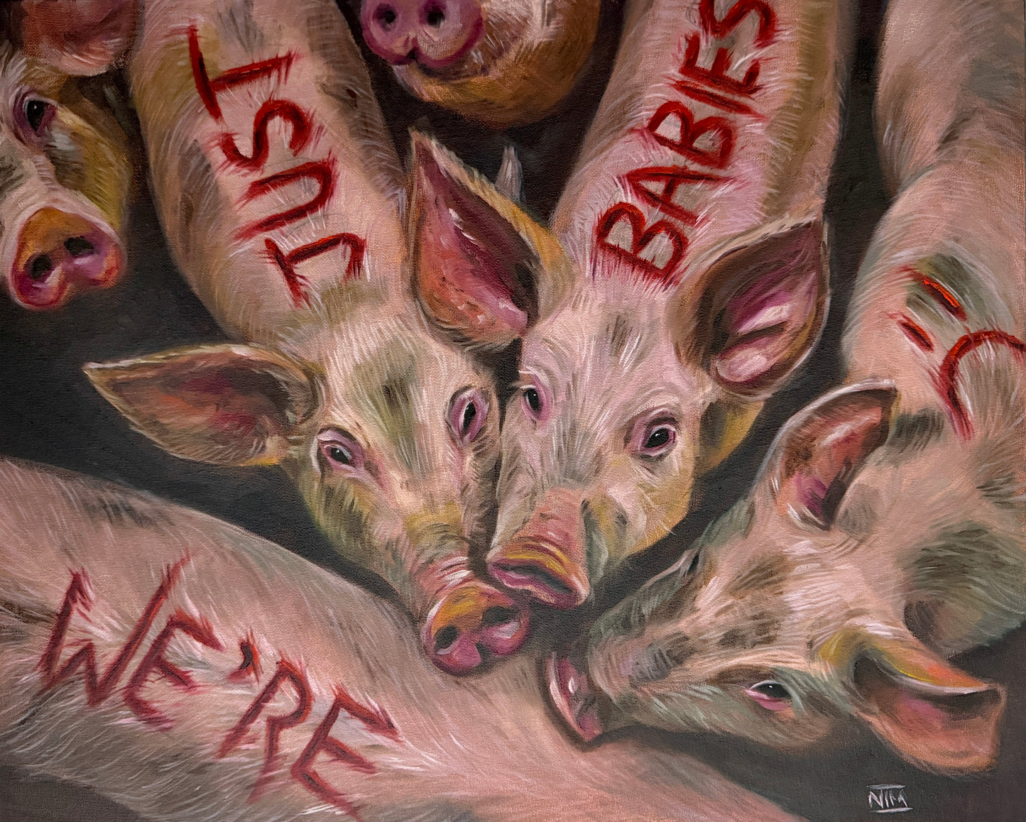 We Are Just Babies Original Oil Painting Artwork For Sale