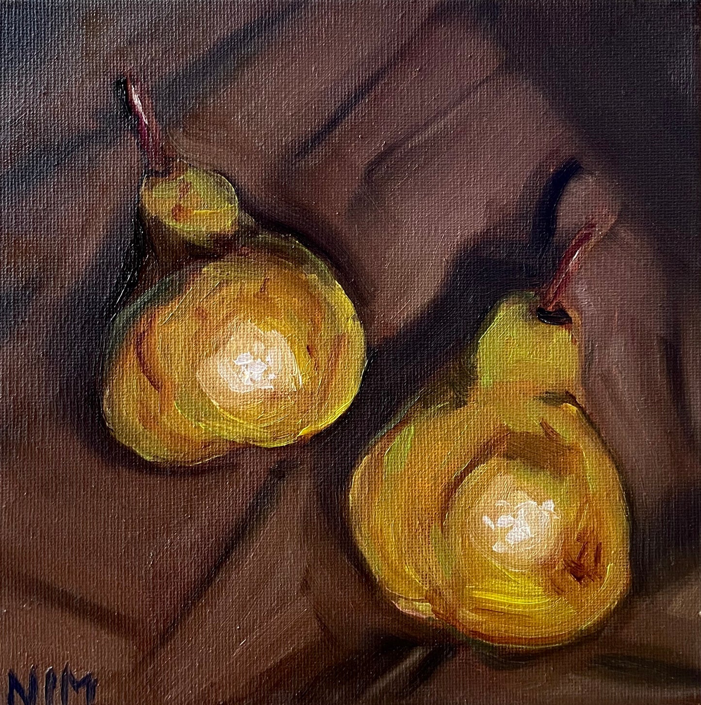 Two Pears Original Still Life Oil Painting Artwork For Sale