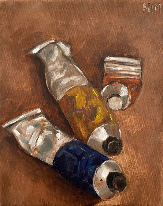 Oil Paint Tubes Original Still Life Oil Painting Artwork For Sale