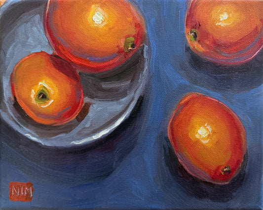 Blue and Oranges Original Oil Painting Artwork For Sale