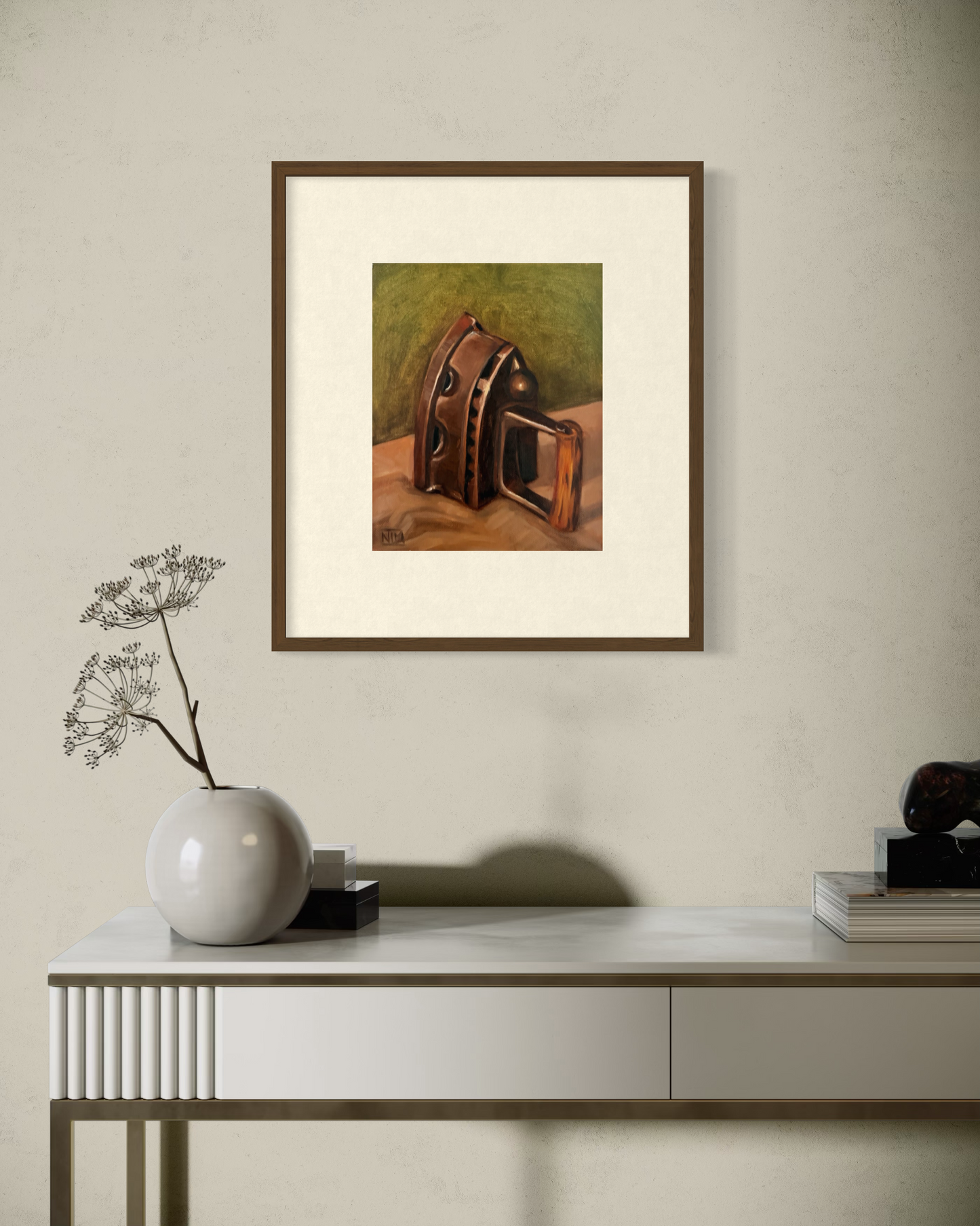 Antique Iron Original Oil Painting Artwork For Sale