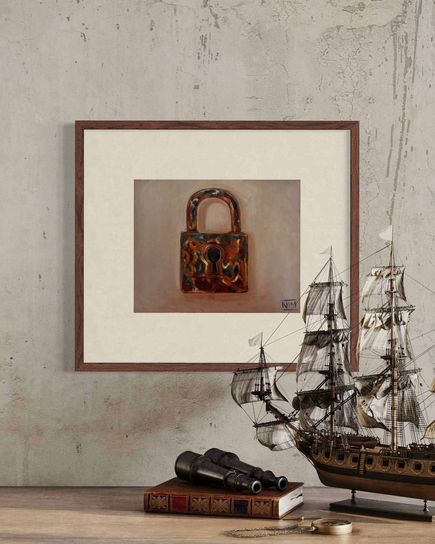 Rustic Lock Original Oil Painting Artwork For Sale