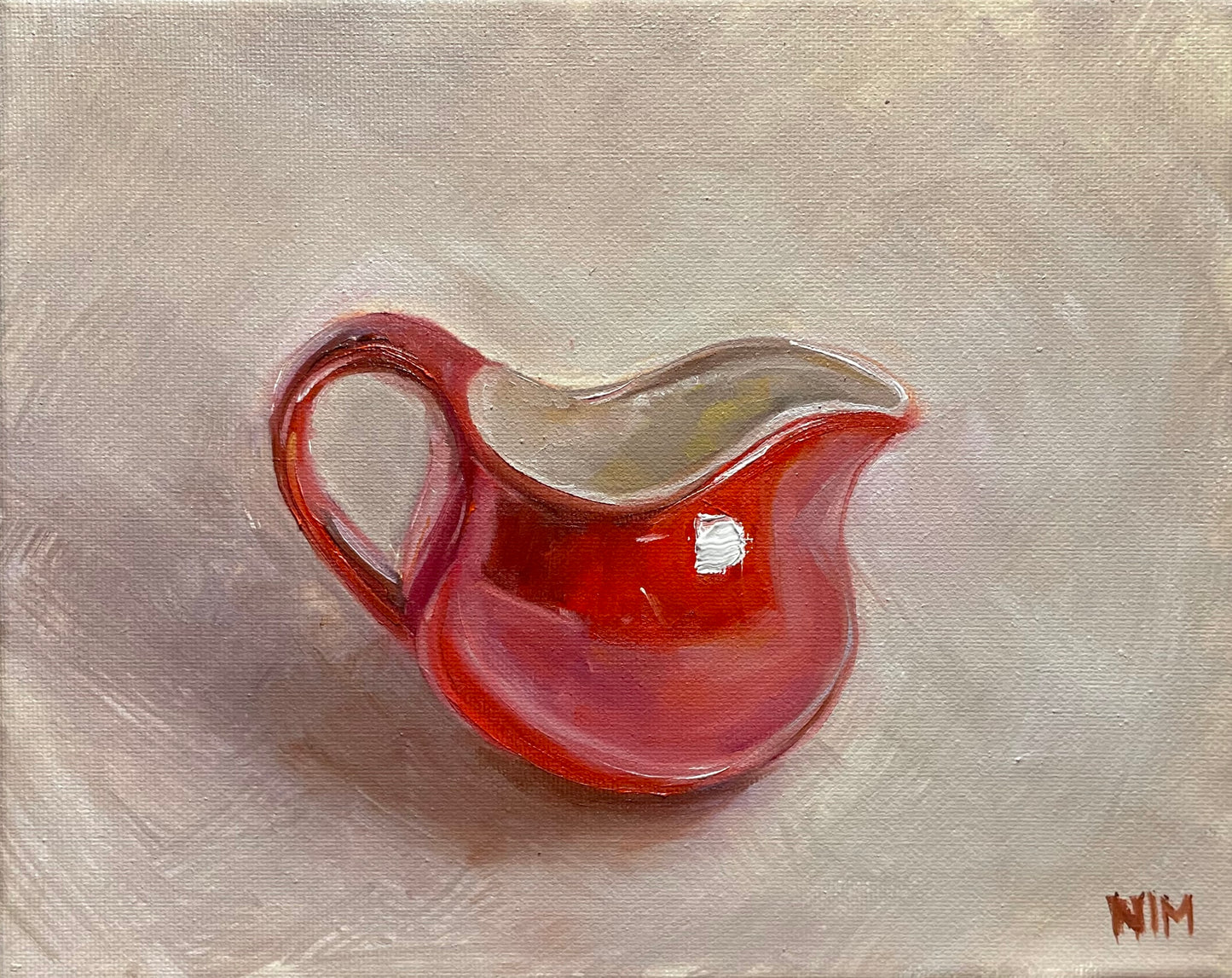 Red ceramic jug original custom oil painting