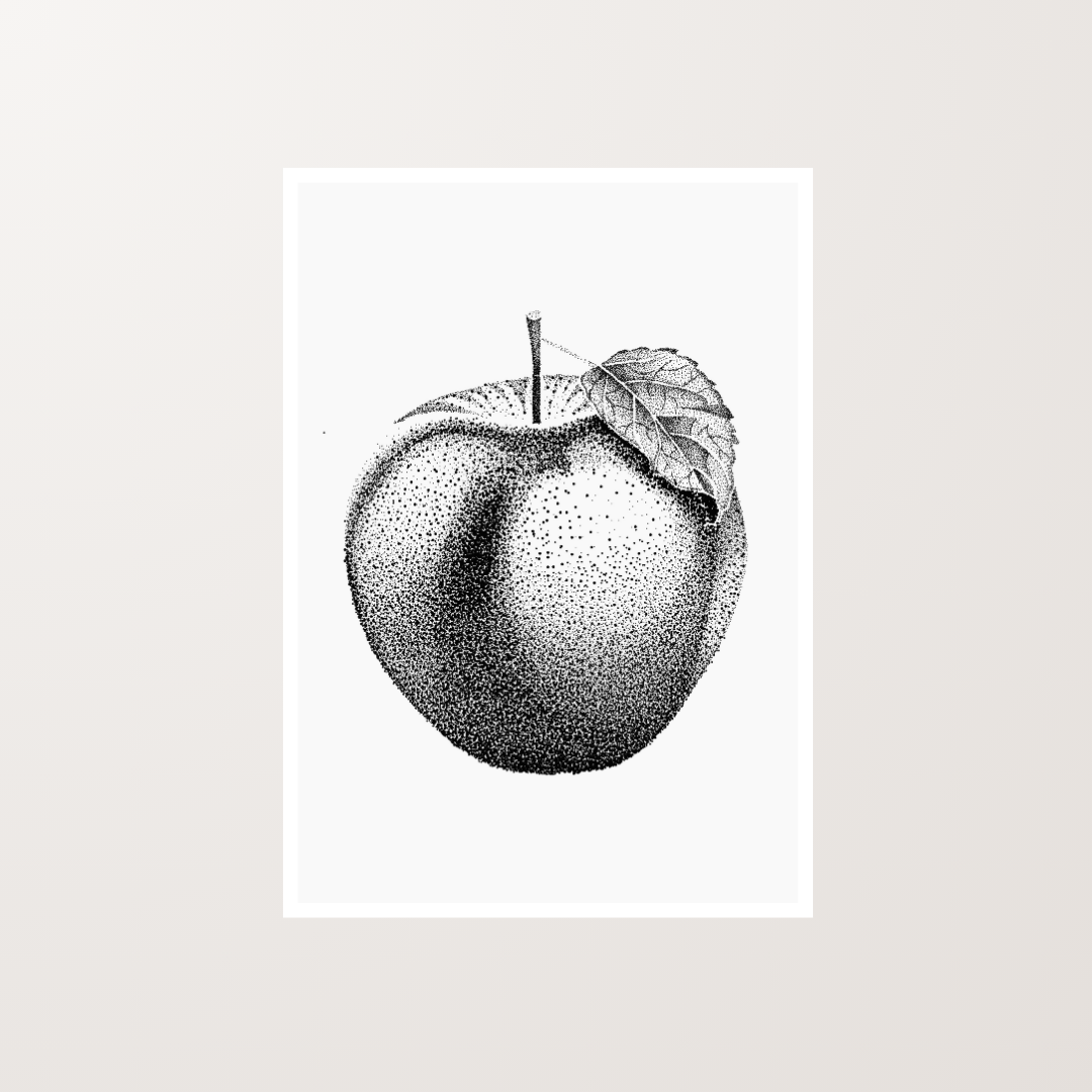 Apple Still Life Digital Stippling Artwork Art Print For Sale