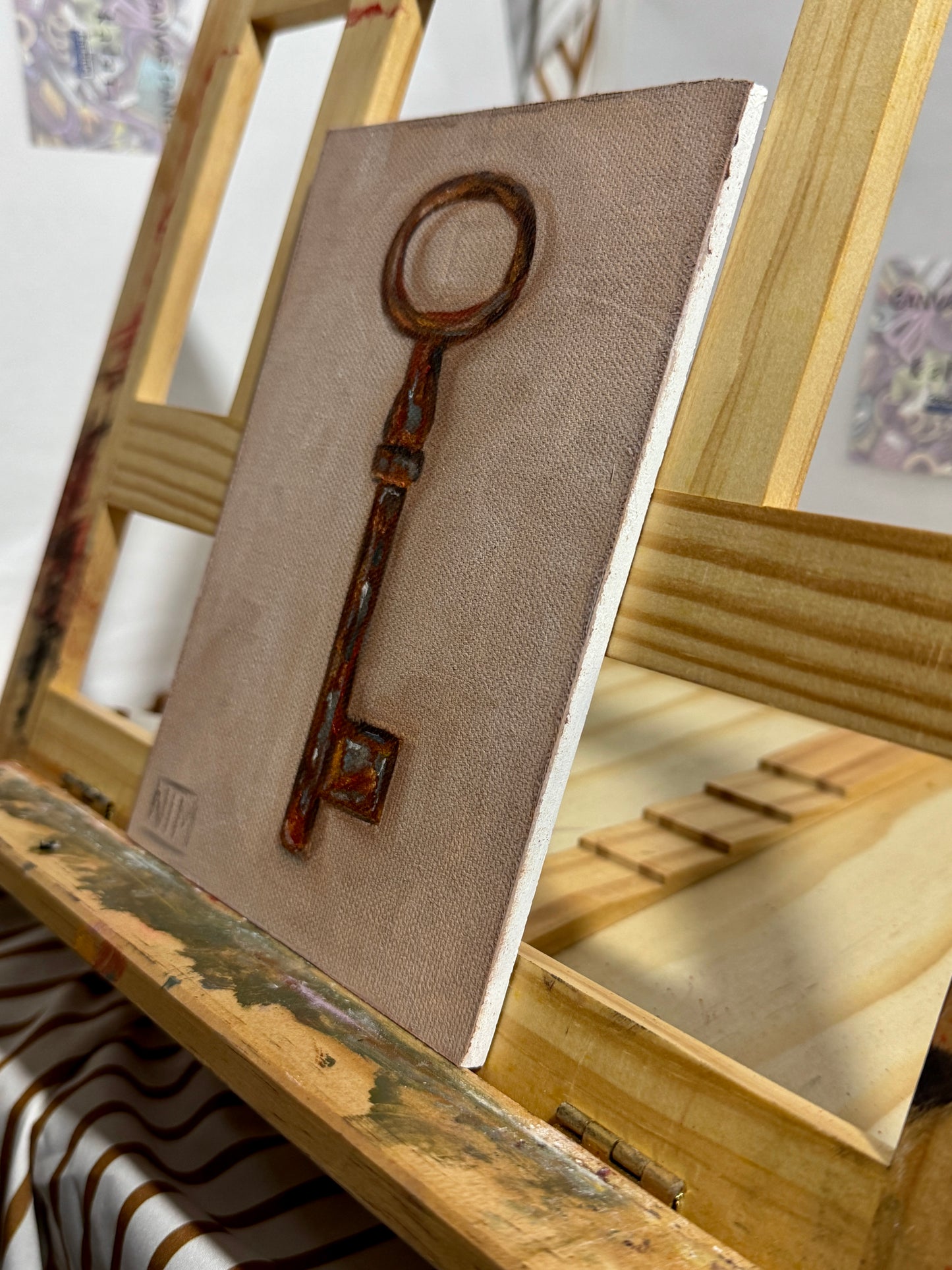 Antique Key 004 Original Oil Painting Artwork For Sale