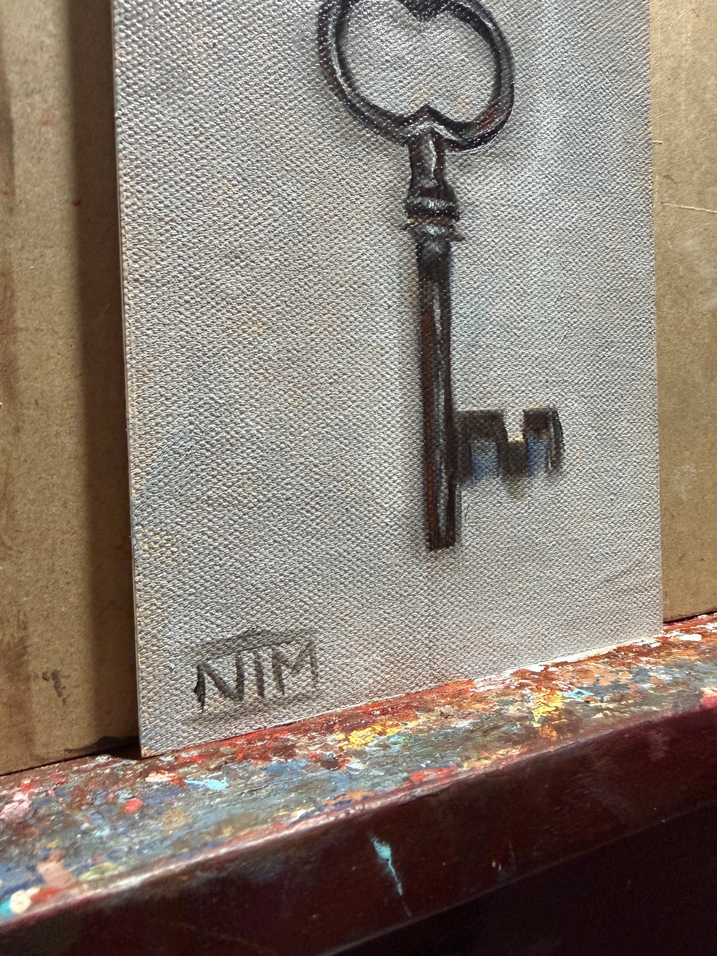Antique Key Original Oil Painting Artwork For Sale