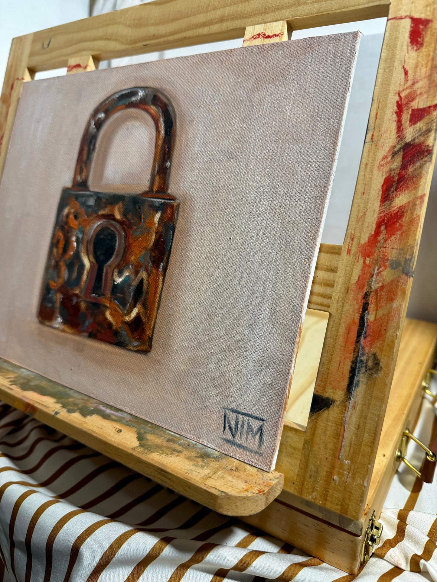 Rustic Lock Original Oil Painting Artwork For Sale