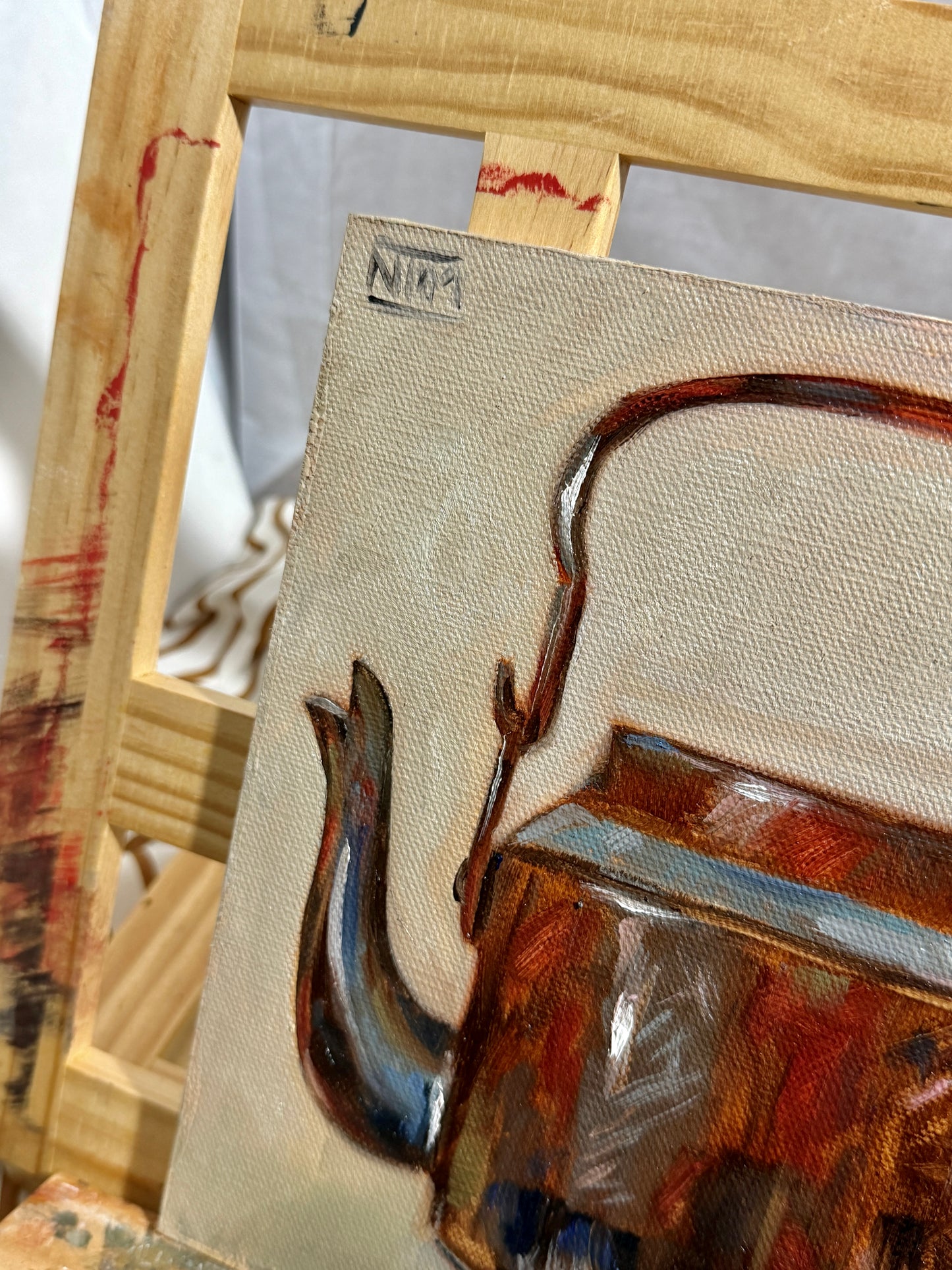 Rusty Kettle Original Oil Painting Artwork For Sale